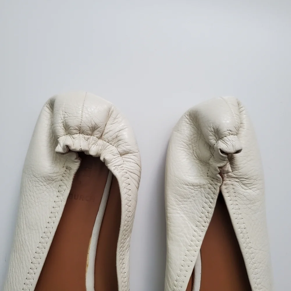 Tory Burch Joy Ivory Leather Espadrille Flats